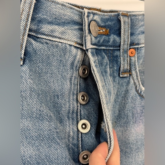 Madewell Button Fly Rigid Denim Jean Mini Skirt - Picture 5 of 14